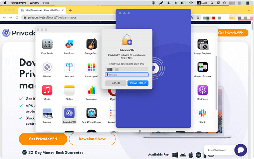 A window is open that is asking you to input your macOS password.