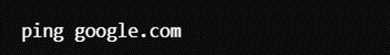Image of command line with the command “ping google.com” typed into it.