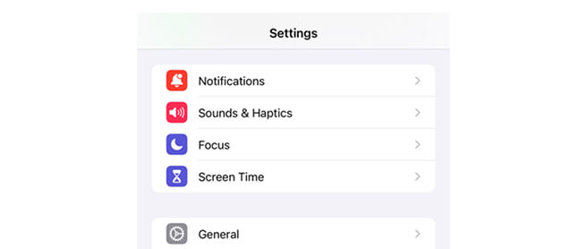 An image of the iOS Settings menu.